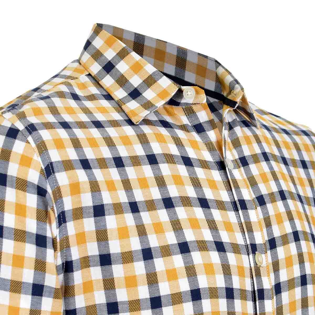Camisa Manga Larga Casual Cuadros Amarillo Carlo Corinto