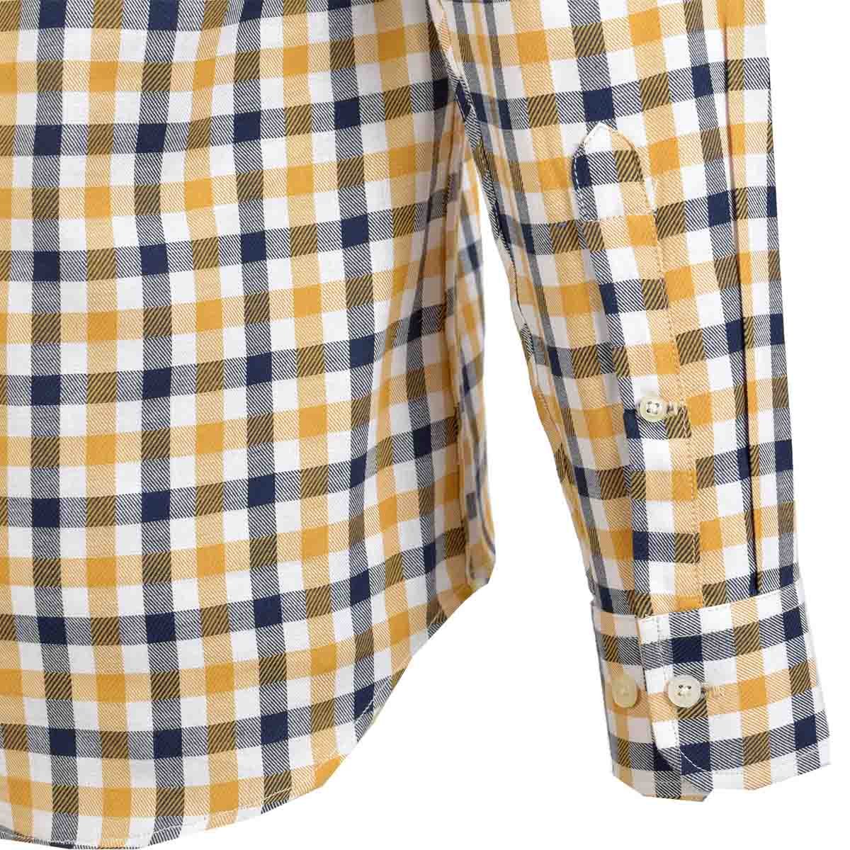 Camisa Manga Larga Casual Cuadros Amarillo Carlo Corinto