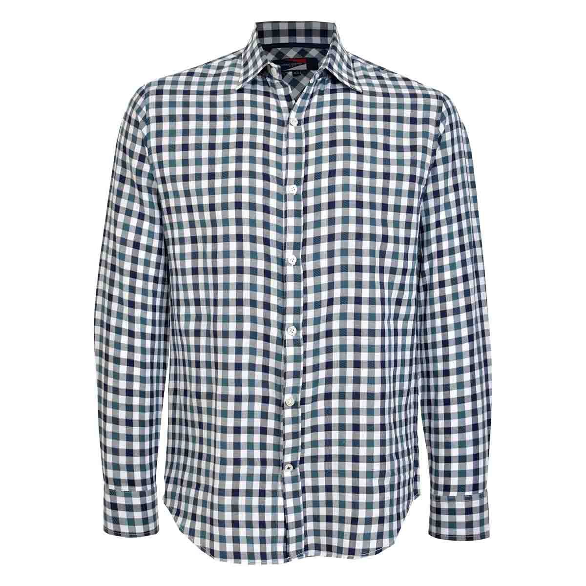 Camisa Manga Larga Casual Cuadros Verde Carlo Corinto