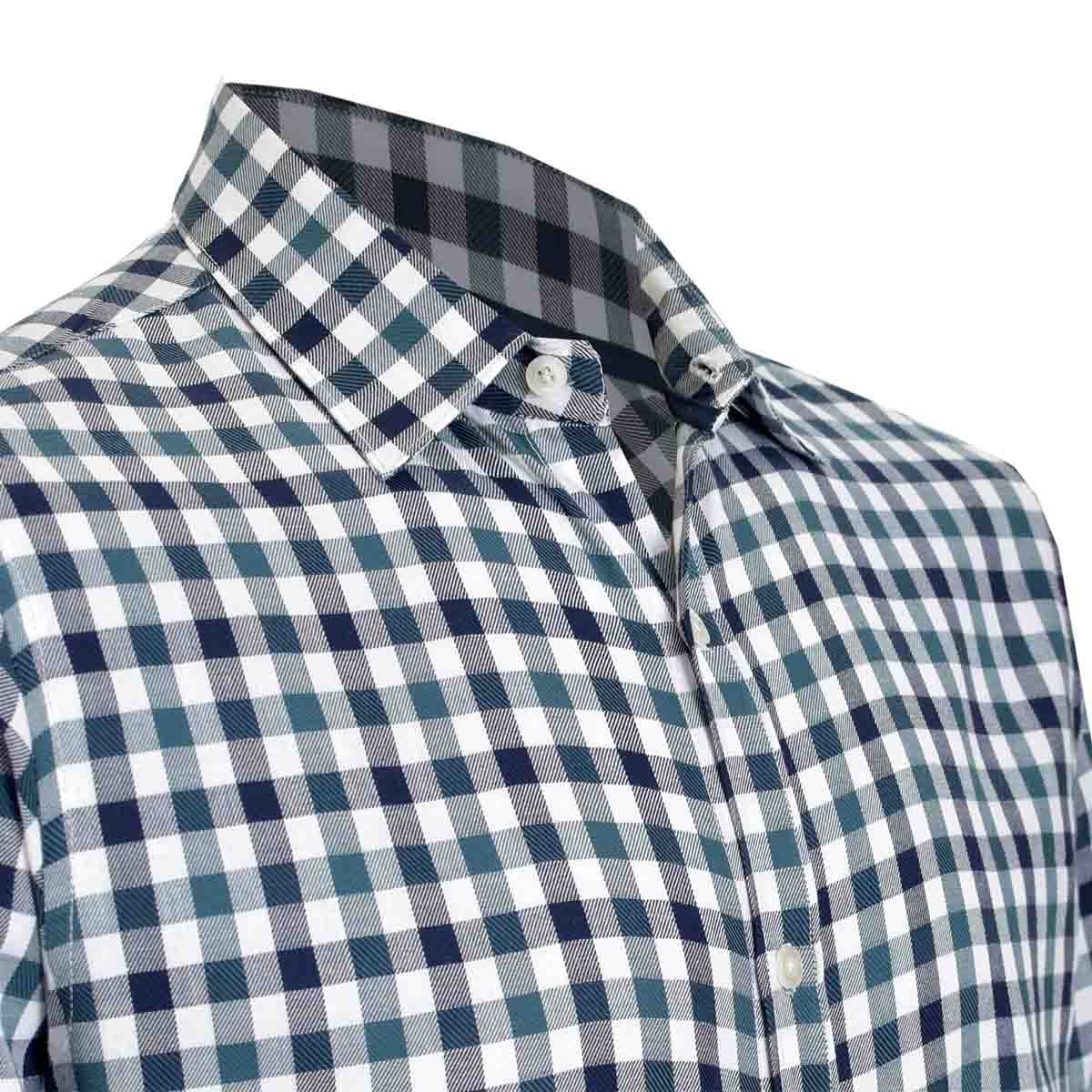 Camisa Manga Larga Casual Cuadros Verde Carlo Corinto