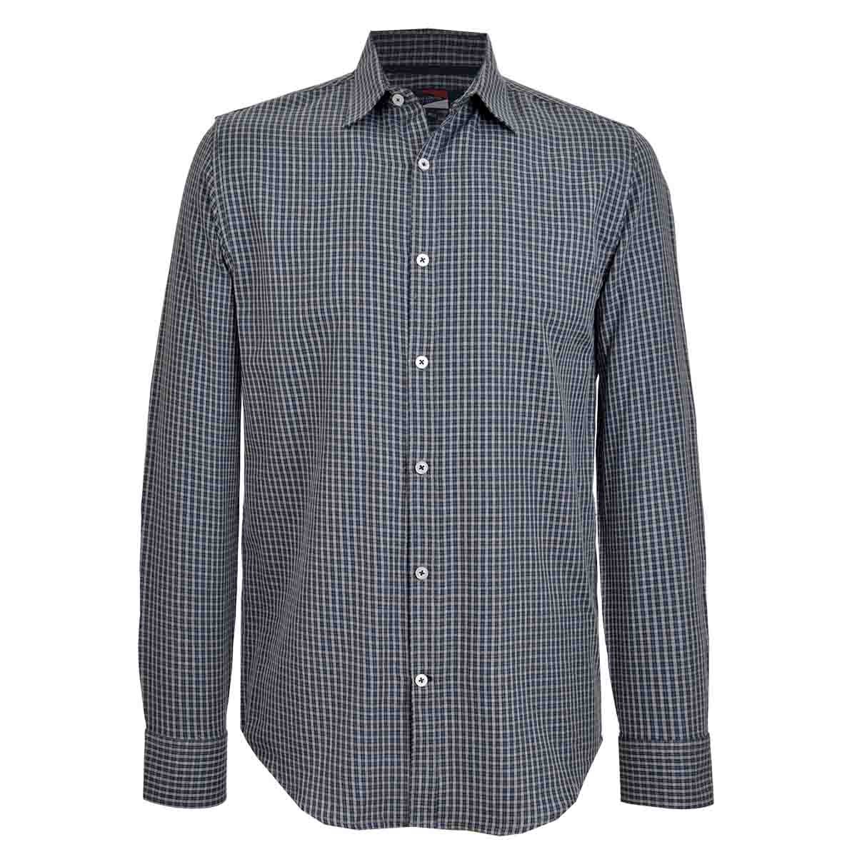 Camisa Manga Larga Casual Cuadros Azul Carlo Corinto