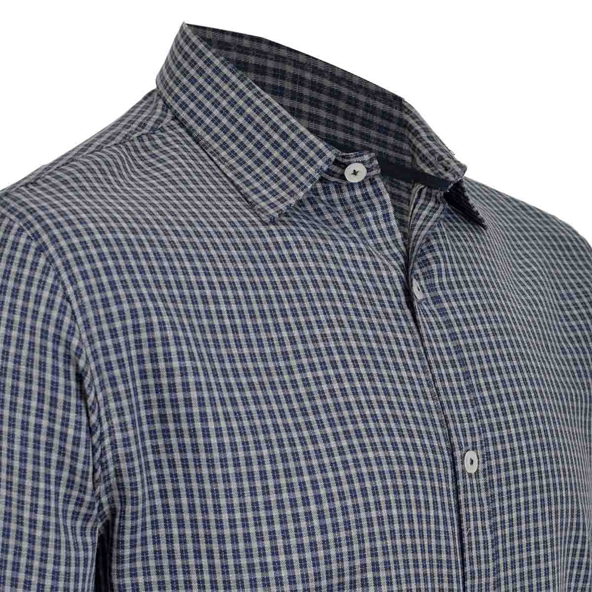 Camisa Manga Larga Casual Cuadros Azul Carlo Corinto