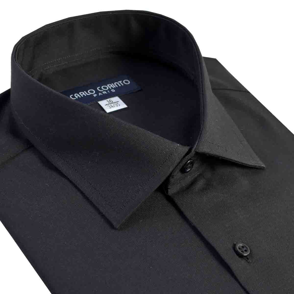 Camisa de Vestir Tradicional Negro Secf 08 Carlo Corinto para Caballero