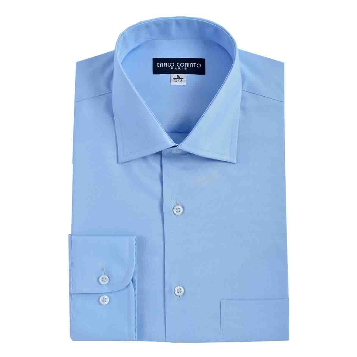 Camisa de Vestir Tradicional Azul Secf 08 Carlo Corinto