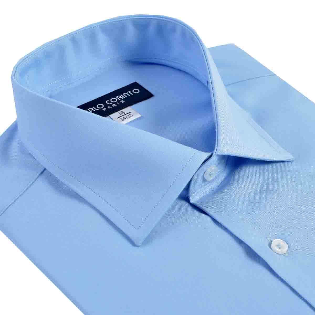 Camisa de Vestir Tradicional Azul Secf 08 Carlo Corinto