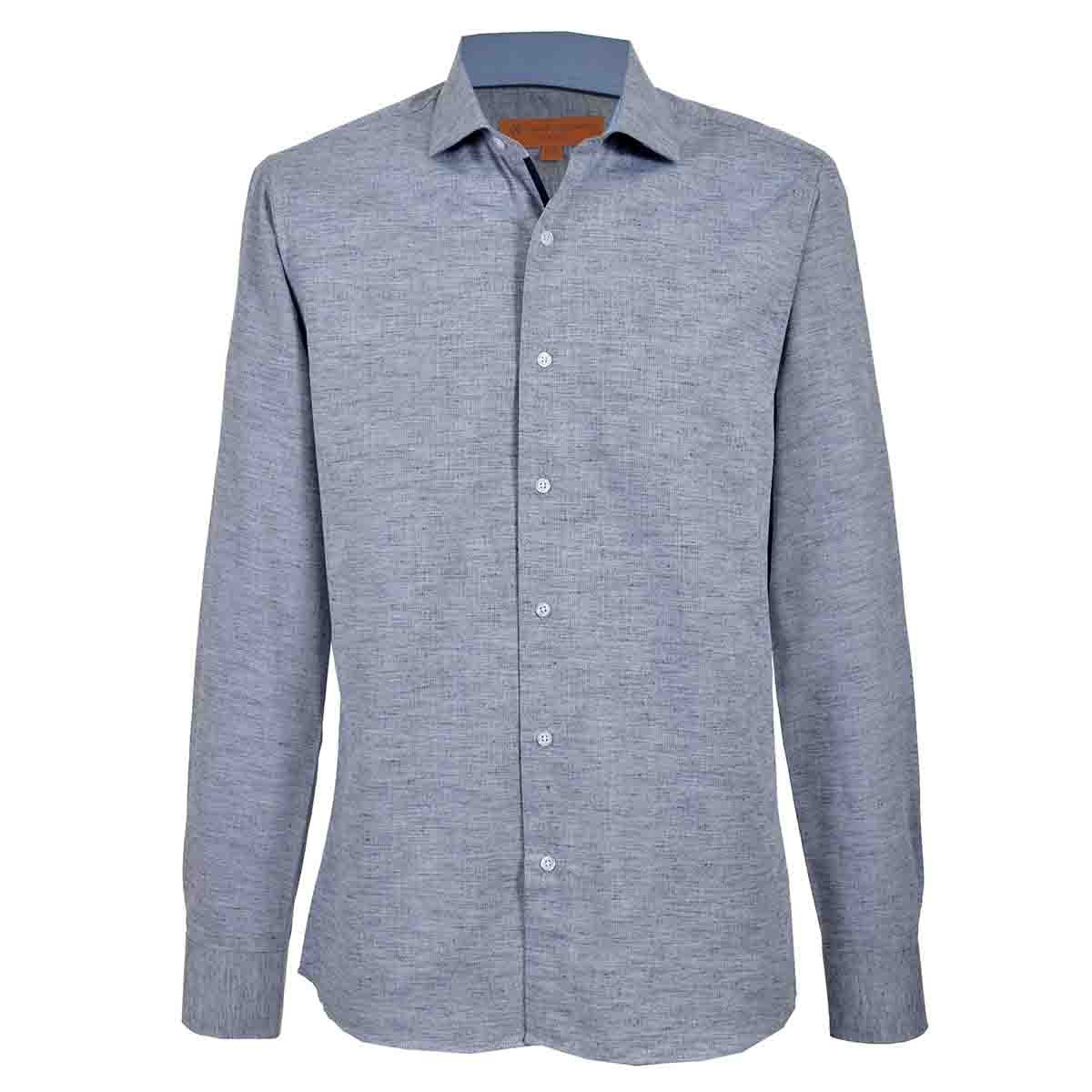 Camisa Vestir Slim Fit Gris Combinado Carlo Corinto H2O08F19
