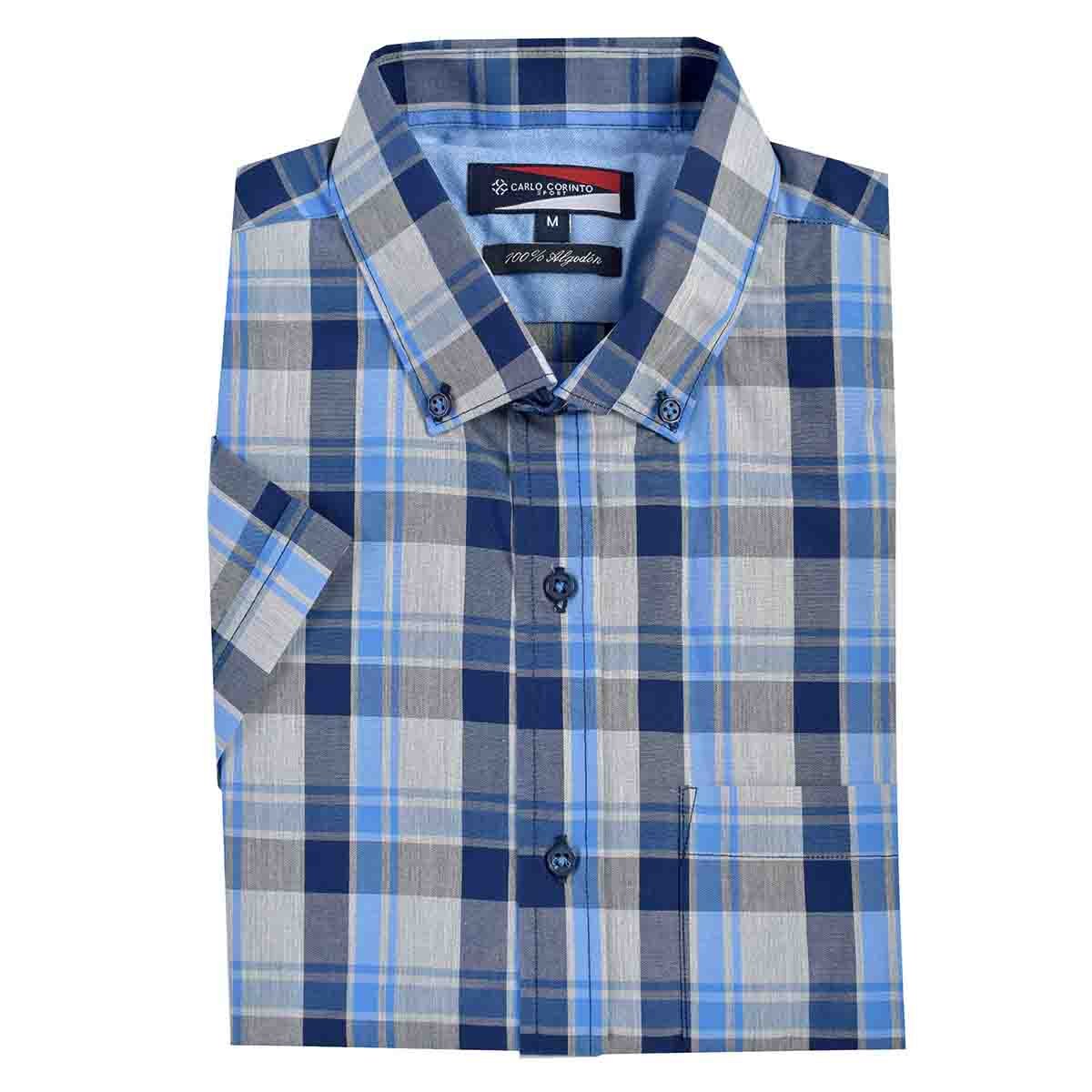 Camisa Casual Manga Corta Regular Figo Blue0 Carlo Corinto
