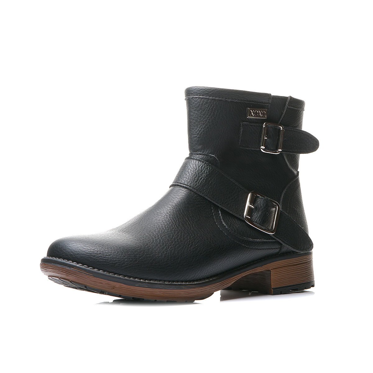 Bota con Tacón Bajo Y Doble Hebilla Negro Xoxo para Dama