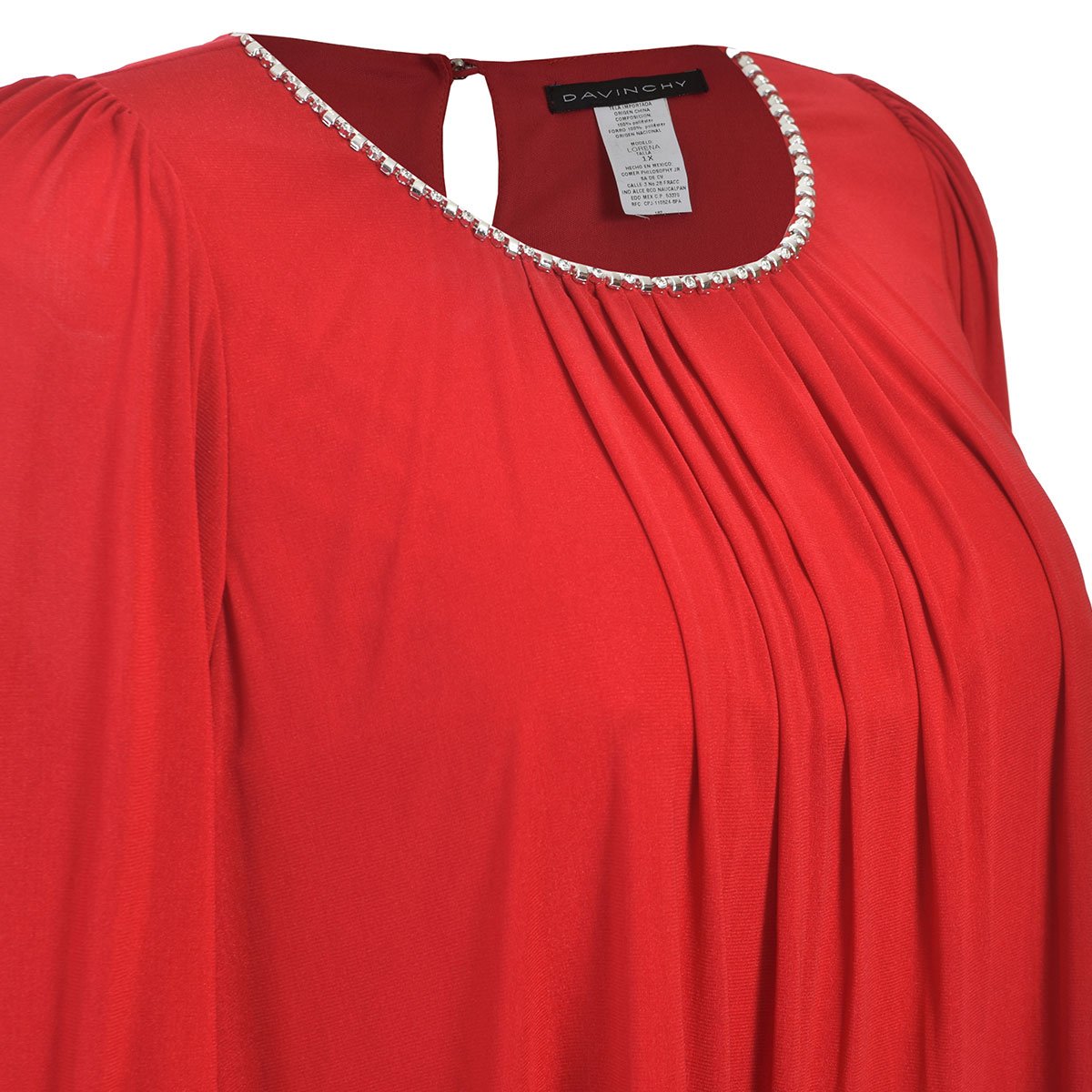 Blusa Manga 3/4 Bordado de Power Mesh Davinchy