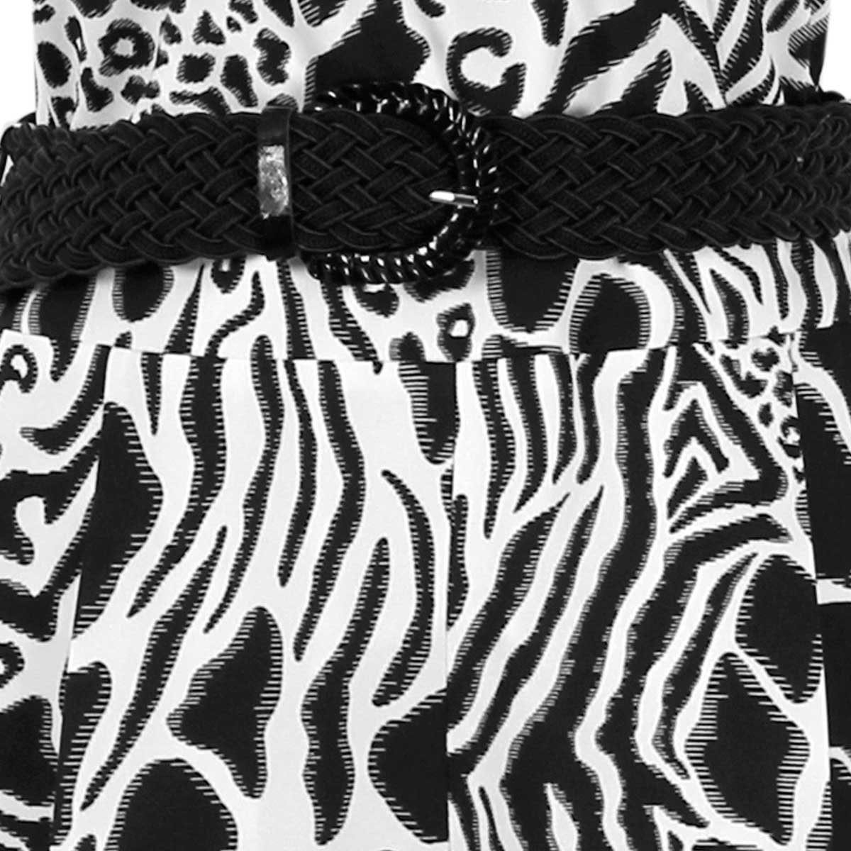 Jumpsuit Estampado Sin Manga Escote V con Cinturón Animal Print Elle