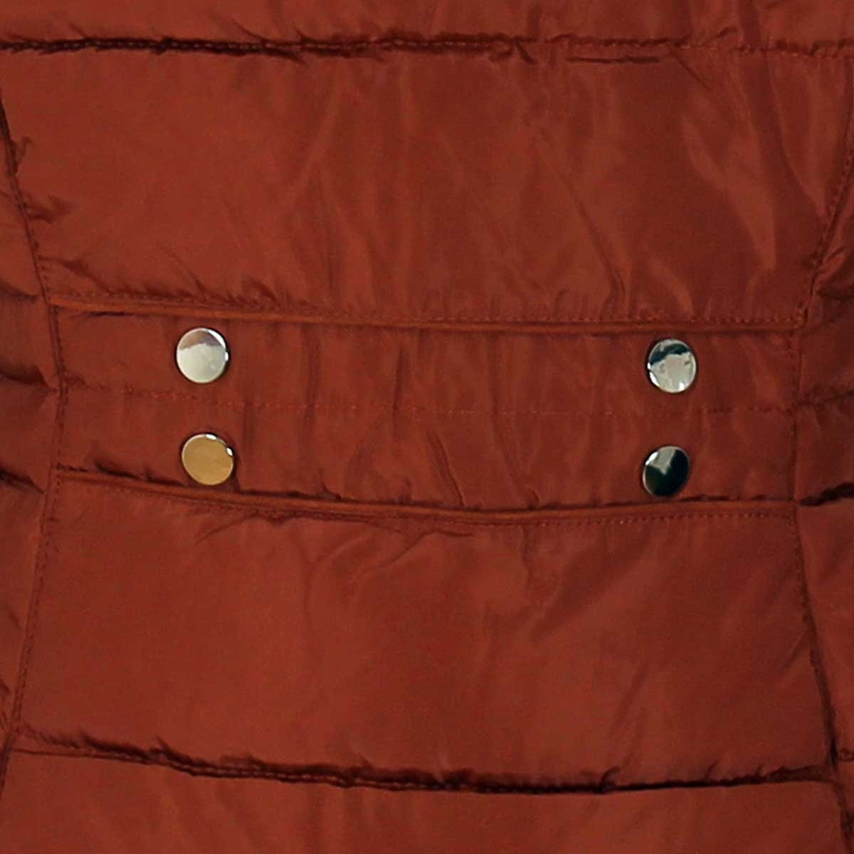 Chamarra Café con Cierre Y Capucha de Pelo Cuello Alto Elle para Dama