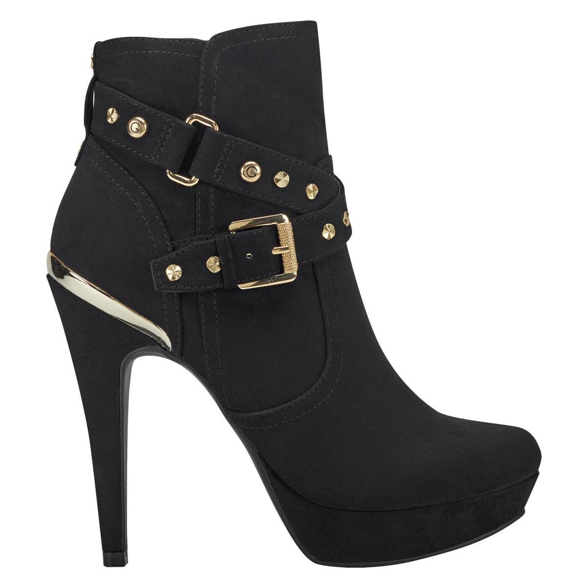 Botines con Aplicación Metálica Color Negro G By Guess