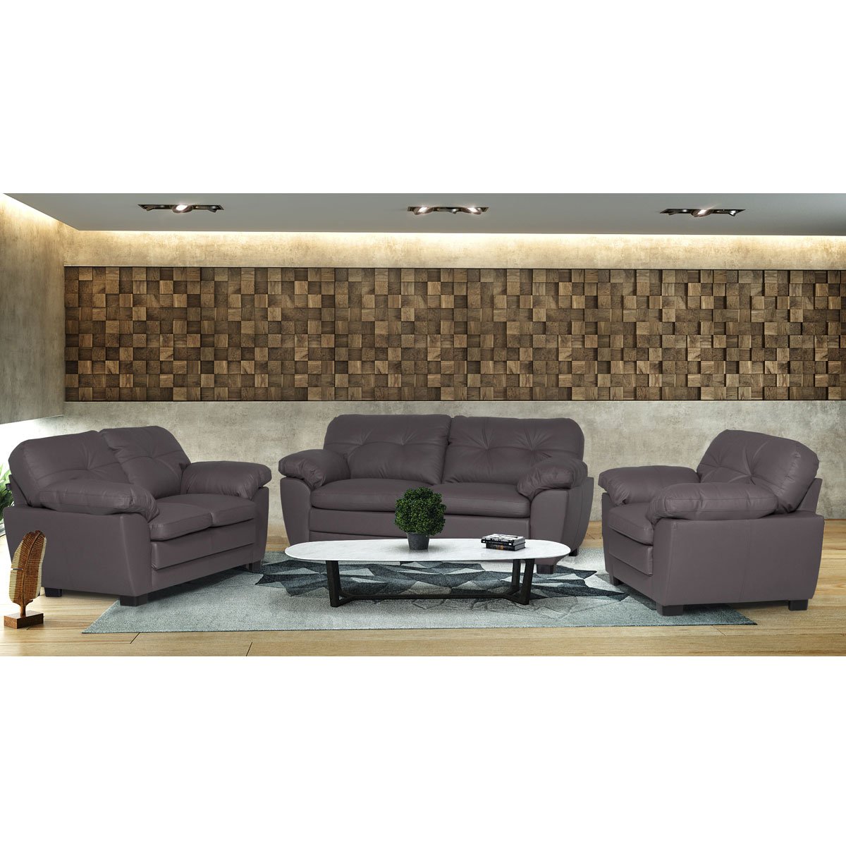 Sillón Protos Piel Leathermatch Gris Boal