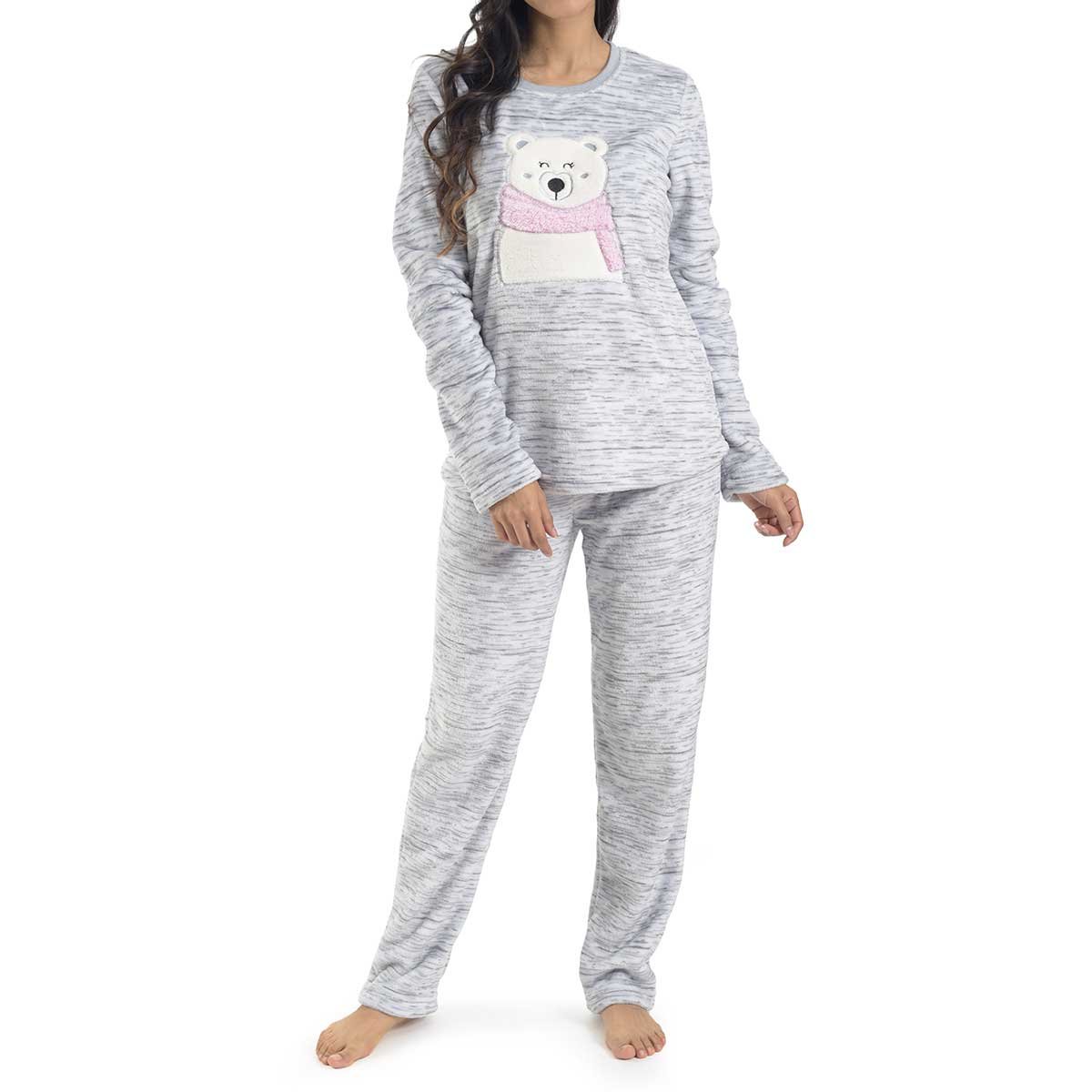 Pijama Flannel con Oso Estampado en Playera la Nuit