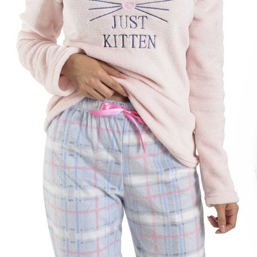 Pijama Flannel Playera con Gato Y Pantal&oacute;n Incanto