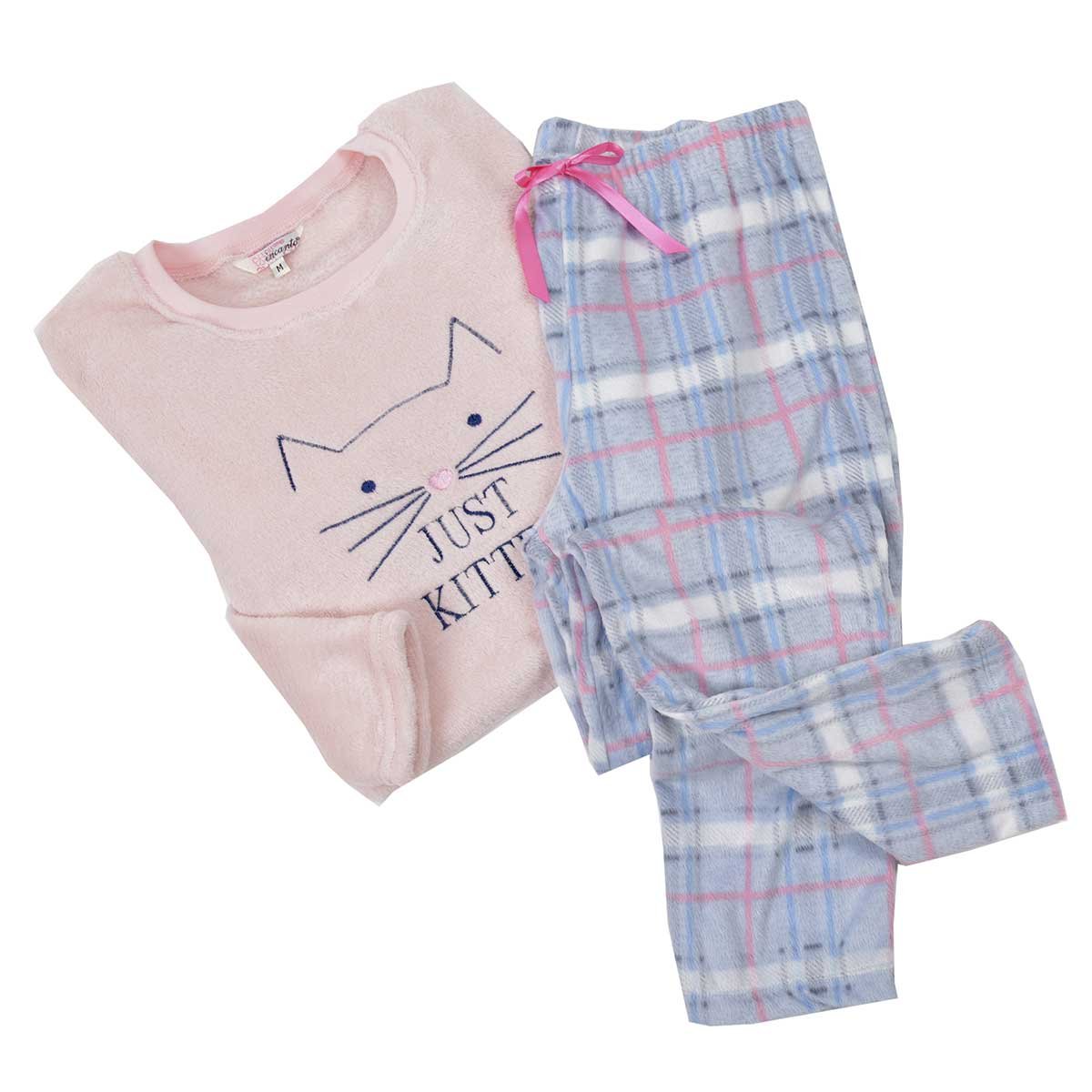 Pijama Flannel Playera con Gato Y Pantal&oacute;n Incanto