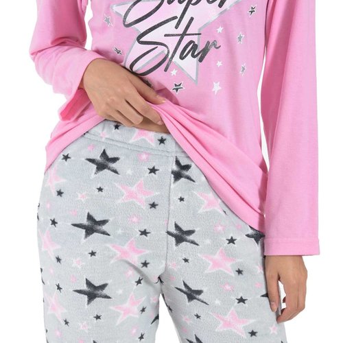 Pijama para Dama Flannel Playera Pantal&oacute;n Y Antifaz Isotoner