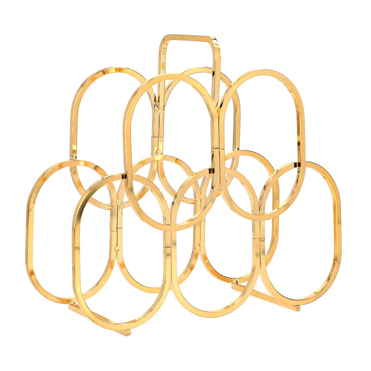 Portavinos de 5 Secciones Metal Dorado11.81X4.72X11.42" Precious Home