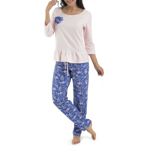 Pijama para Dama Blusa con Olan en Ruedo Y Pantalón P Yeis