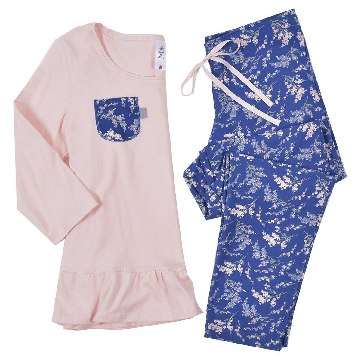 Pijama para Dama Blusa con Olan en Ruedo Y Pantalón P Yeis