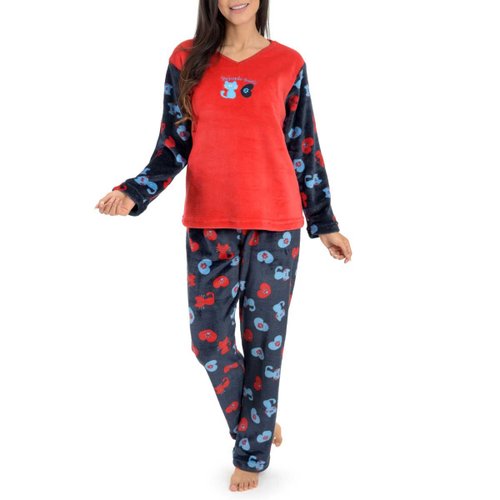 Pijama Flannel con Estampado de Gatos Sugar &amp; Milk