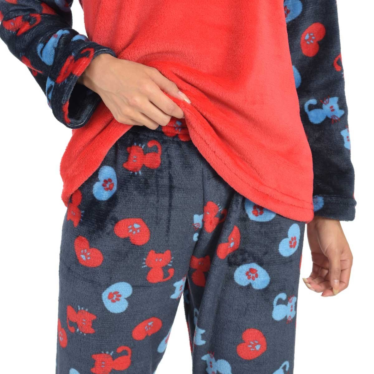 Pijama Flannel con Estampado de Gatos Sugar &amp; Milk