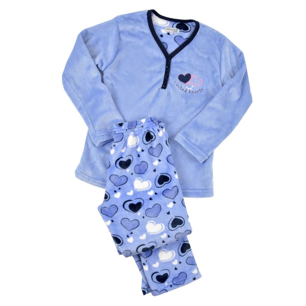 Pijama para Dama Flannel con Estampado de Corazones Sugar &amp; Milk