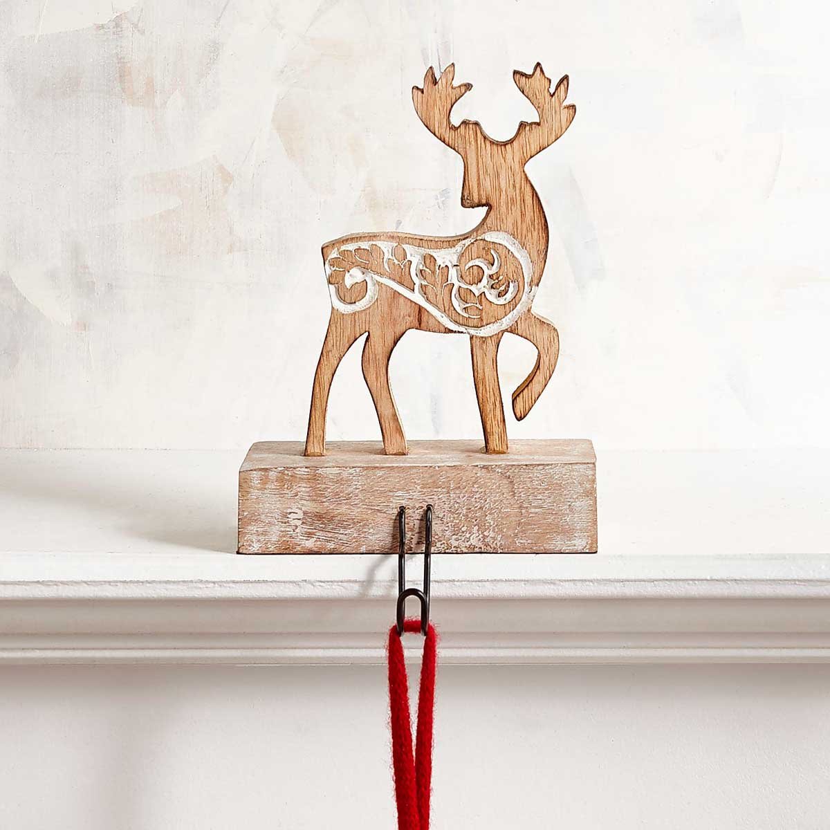 Gancho Whitewash Wooden Deer Stocking Holder Pier 1 Imports