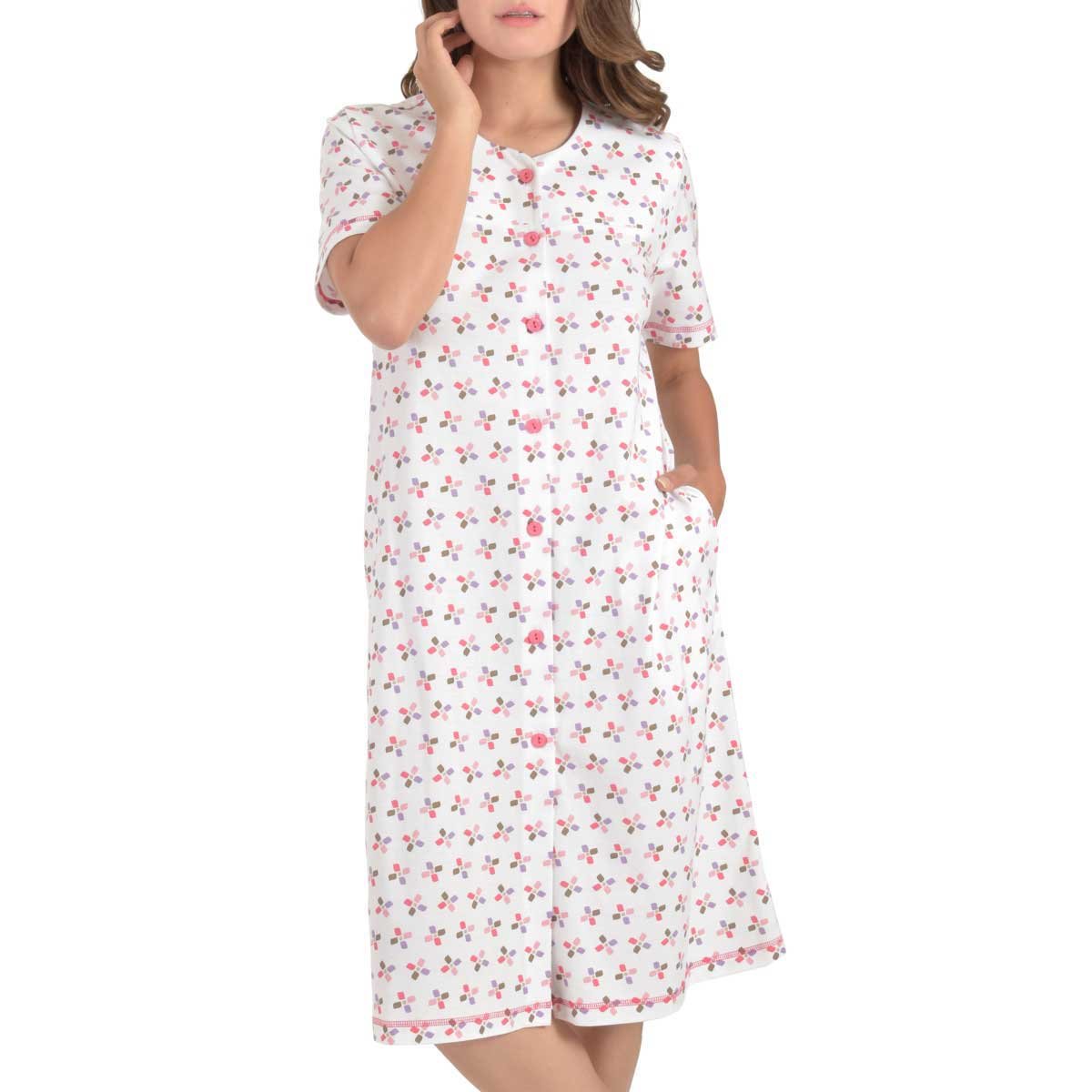 Bata Estampada Escote Redondo con Dobladillo Thaiss