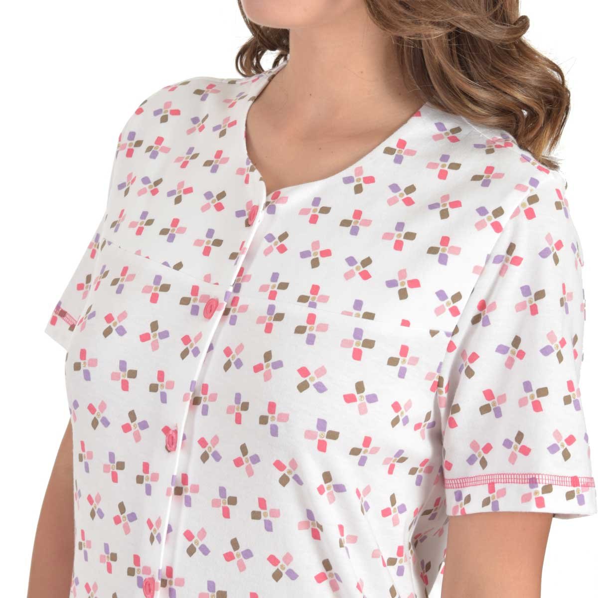 Bata Estampada Escote Redondo con Dobladillo Thaiss
