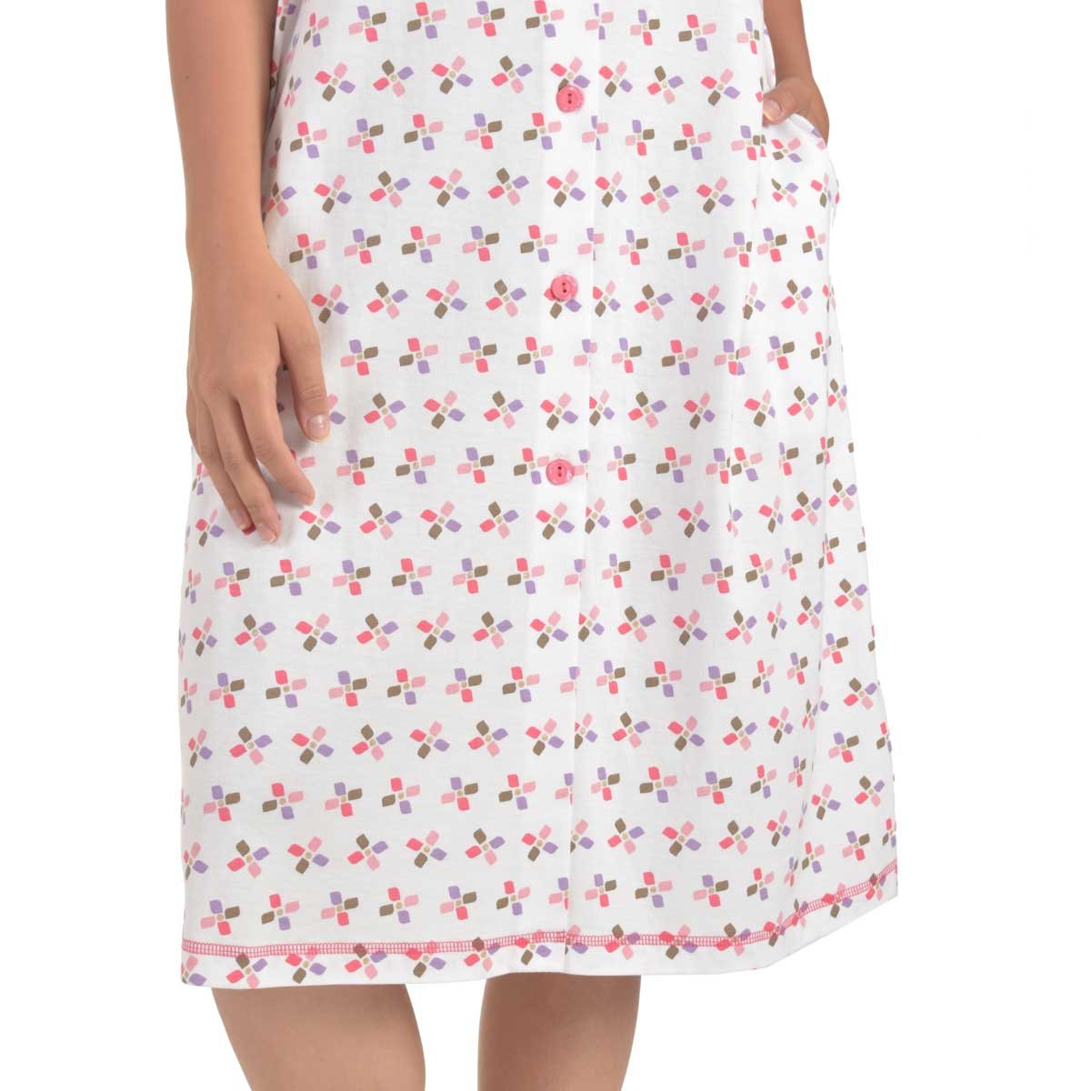 Bata Estampada Escote Redondo con Dobladillo Thaiss