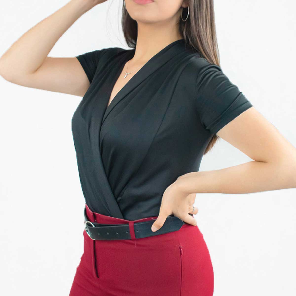 Body con Solapa Y Cruce en Delantero Berenjena