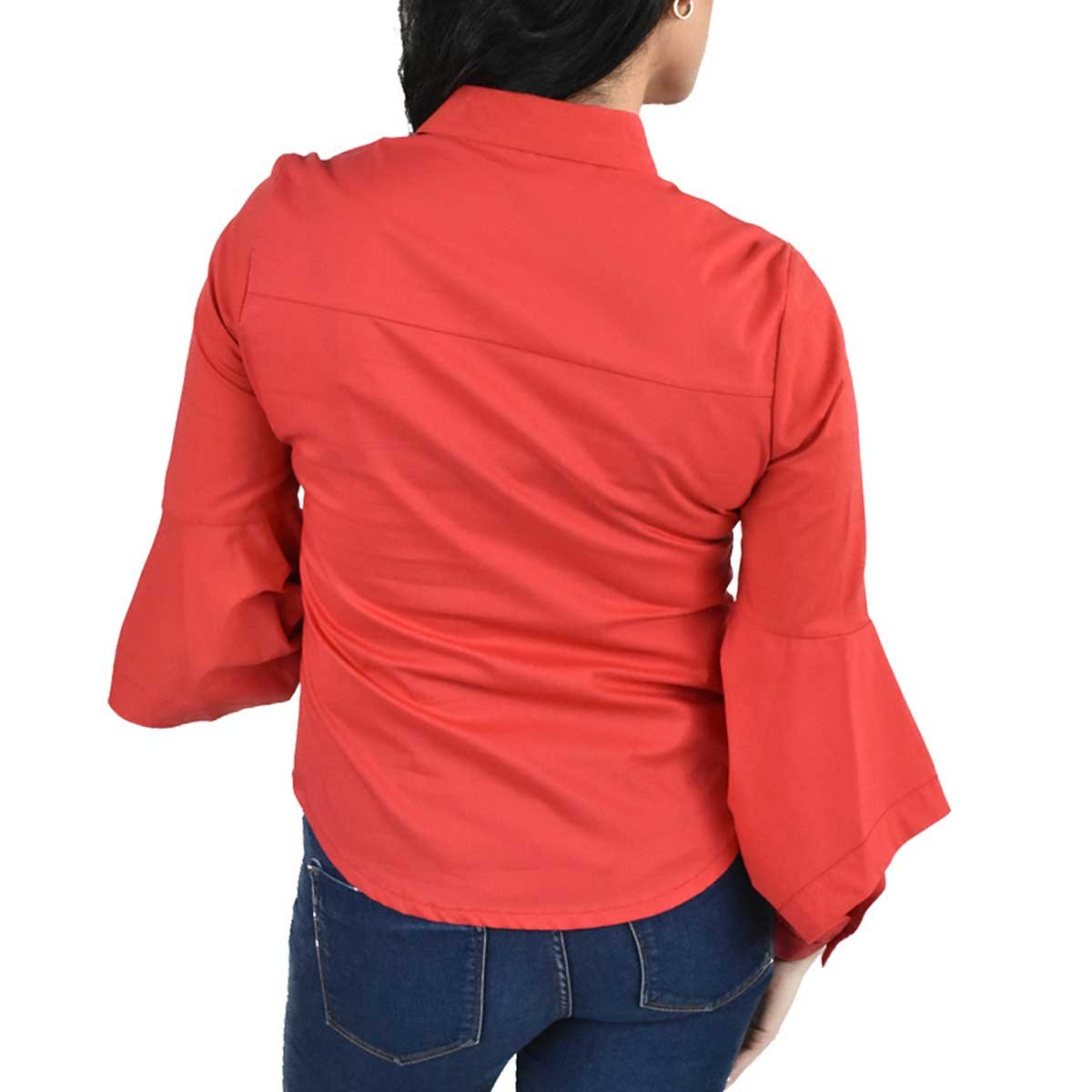 Blusa Camisera Manga de Campana Berenjena