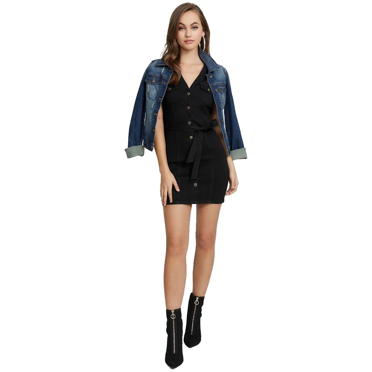 Vestido Corto con Manga Corta G By Guess