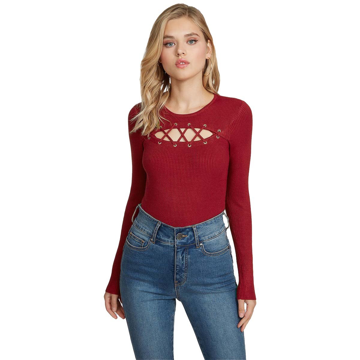 Blusa Roja de Manga Larga con Detalle al Frente G By Guess
