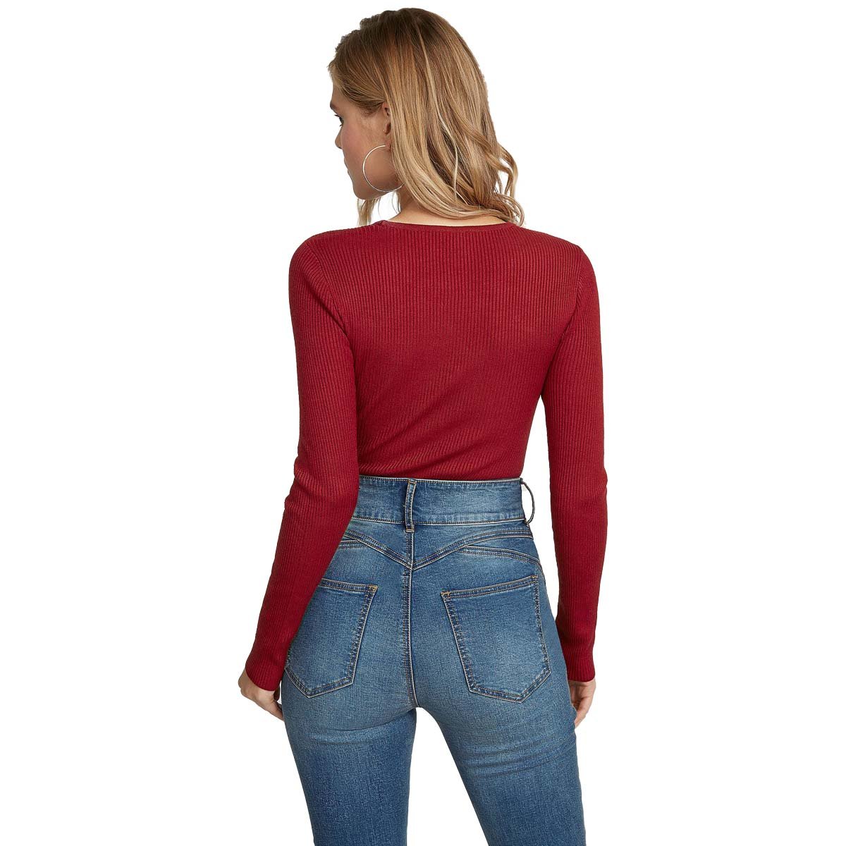 Blusa Roja de Manga Larga con Detalle al Frente G By Guess