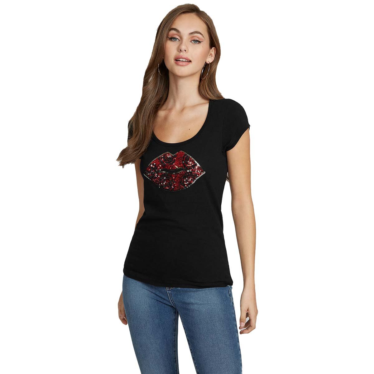 Playera Negra de Manga Corta G By Guess
