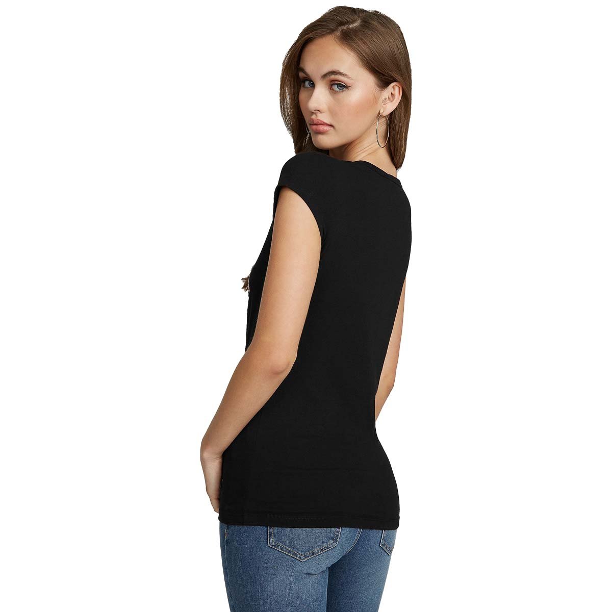 Playera Negra de Manga Corta G By Guess