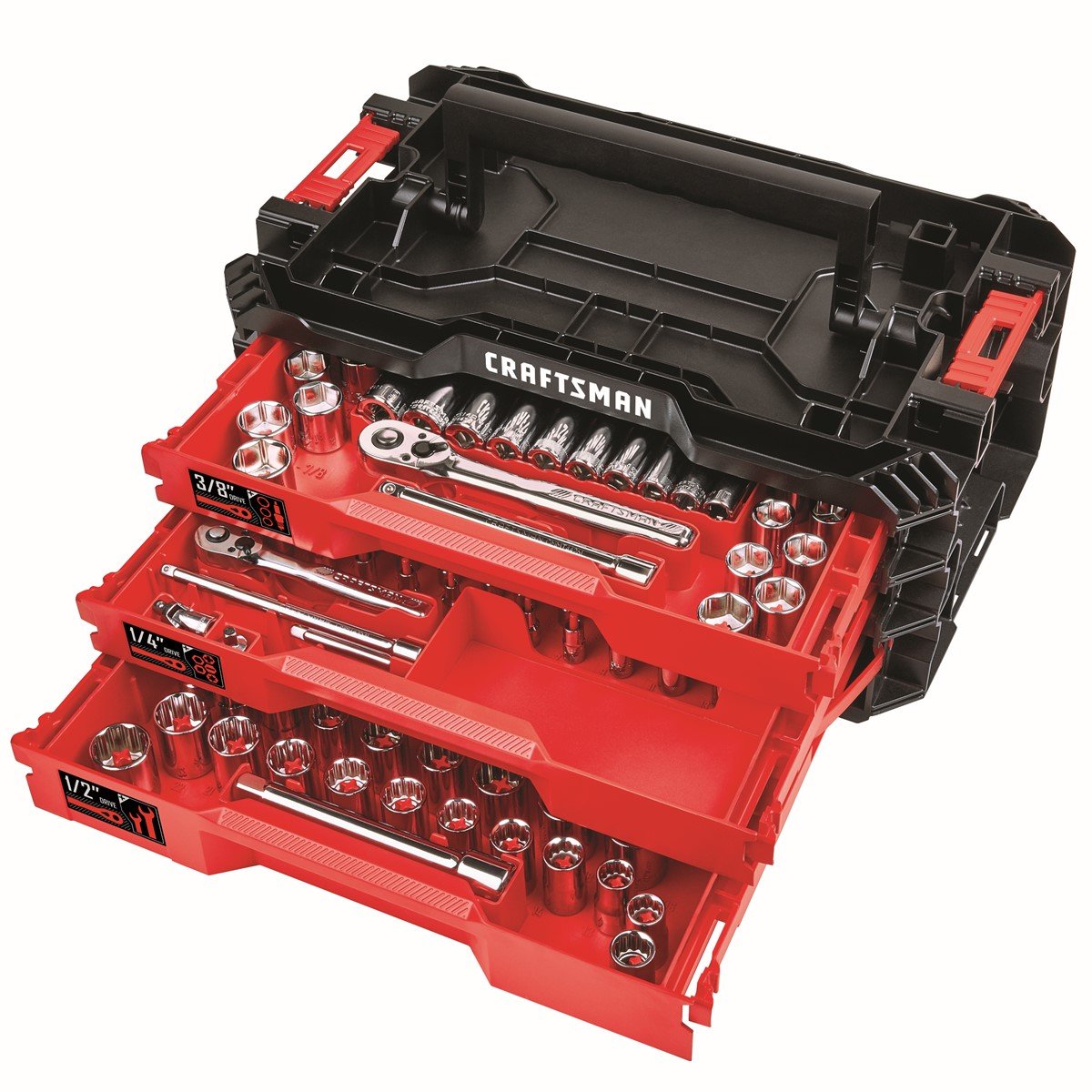 Autocle Mm/pulg Mando 1/4, 3/8 Y 1/2 (216 Pzs) C/cajonera Craftsman