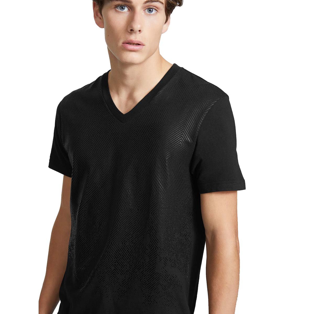 Playera Negra con Rayas G By Guess para Caballero