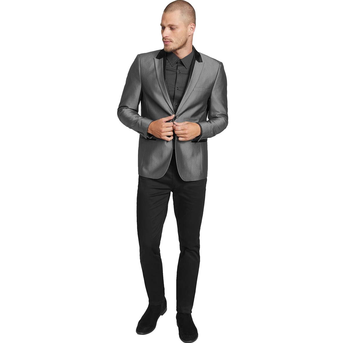 Camisa Clásica con Micro Cuadros Negro G By Guess para Caballero