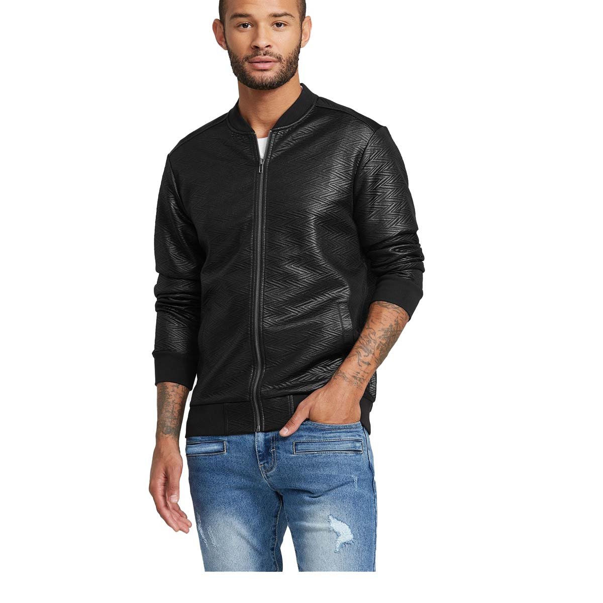 Chamarra Negra Imitación Piel G By Guess para Caballero