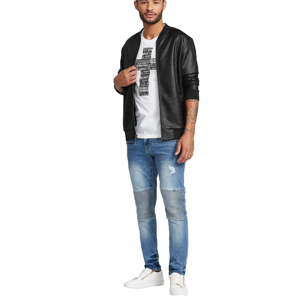 Chamarra Negra Imitación Piel G By Guess para Caballero