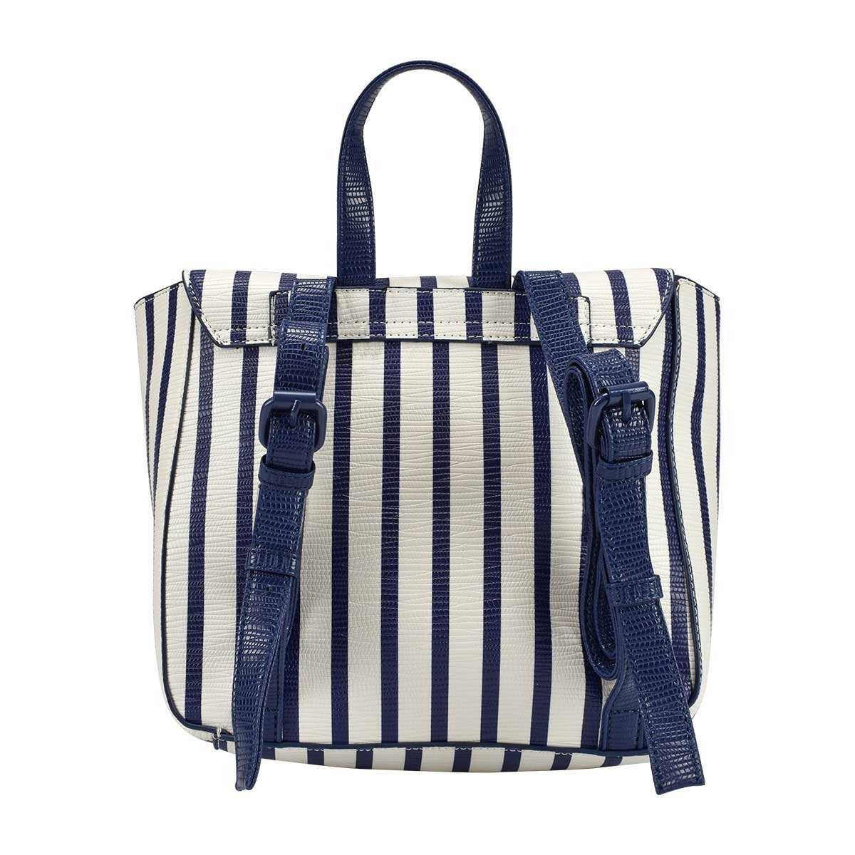 Backpack Blanca con Rayas en Azul Lee