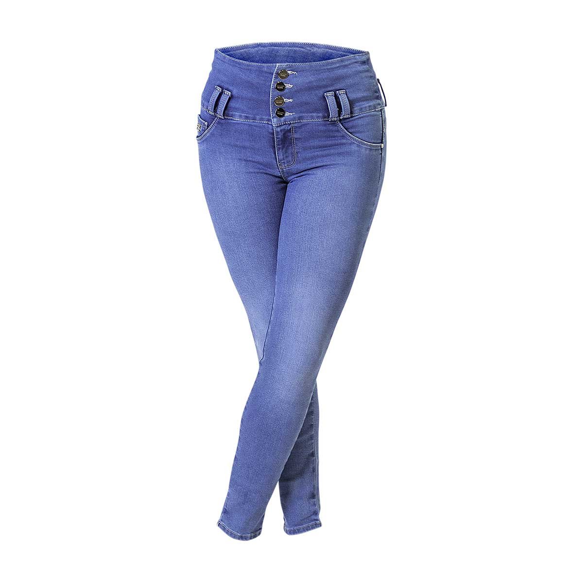 Jeans Mujer levanta pompas Corte skinny Negro Deslavado