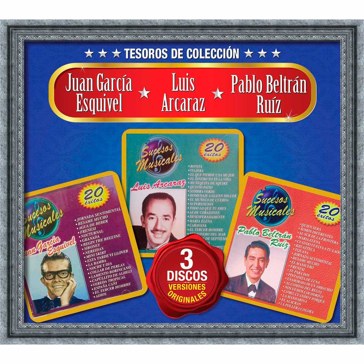 3 Cd´s Tesoros de Colección Juan Garcia Esquivel, Luis Arcaraz, Pablo Beltrán Ruíz.