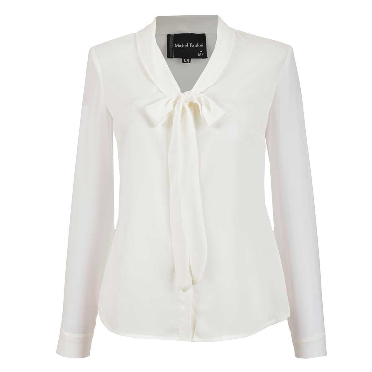 Blusa Shifon con Corbatin Manga Larga Michel Paulini para Mujer
