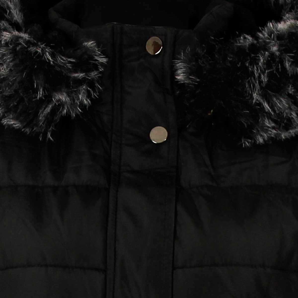 Chamarra Negra con Capucha Y Botones Cuello Alto City Femme para Mujer