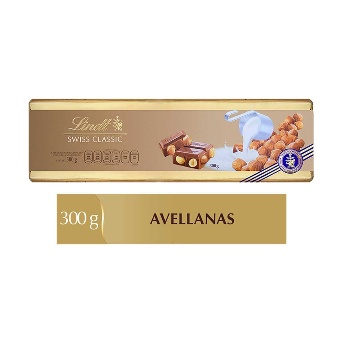 Barra de Chocolate Swiss Classic Avellanas 300 Gr Lindt