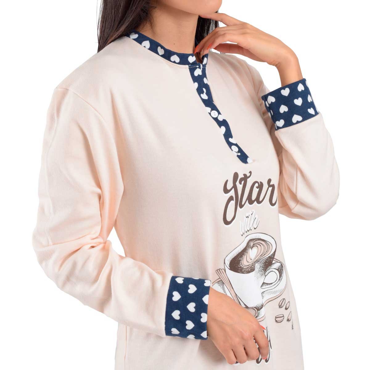 Pijama para Dama Interlock Playera Estamoadi Taza Café Life Styler